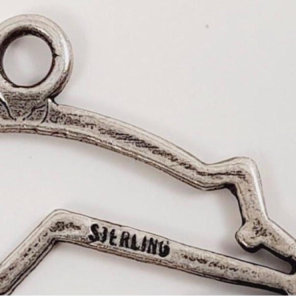 Charm Kokopelli Vintage Native marked SS opal Onyx - Picture 8 of 9